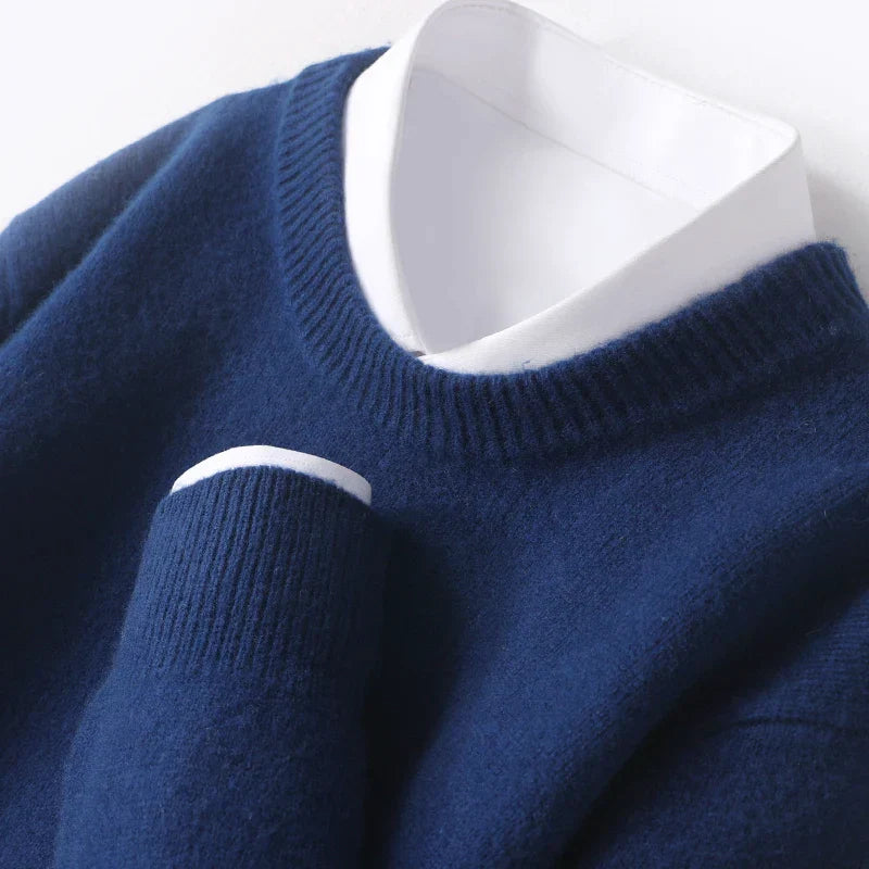 Heren crewneck sweater van wol