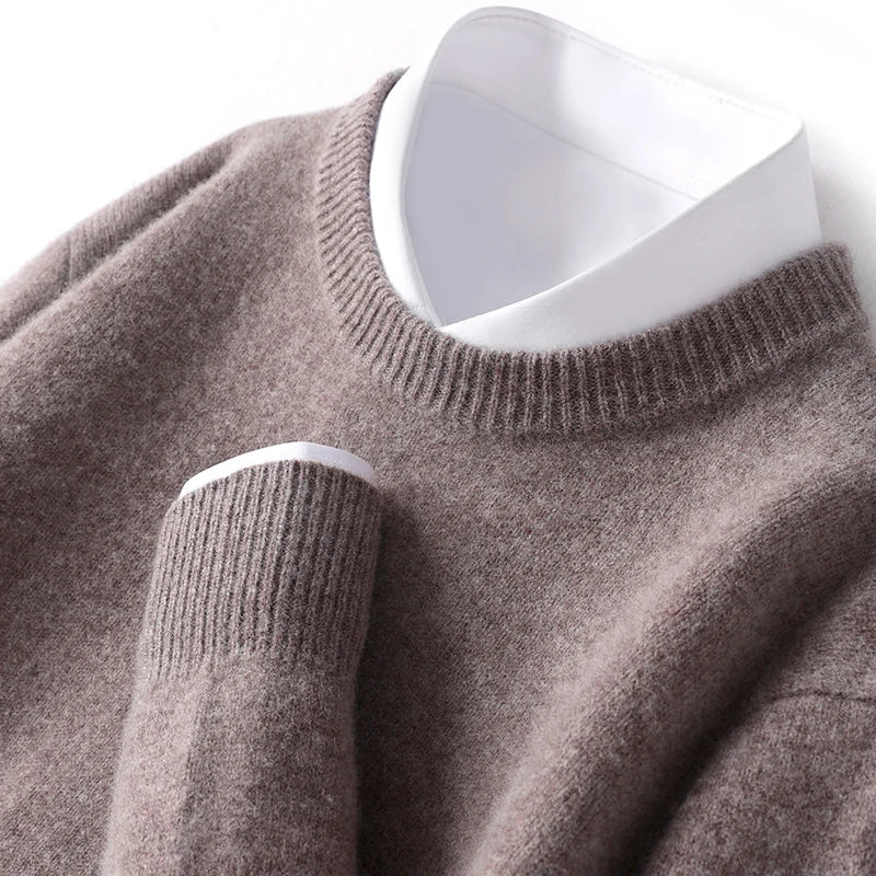 Heren crewneck sweater van wol