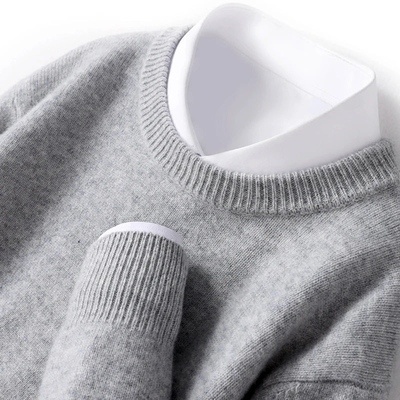 Heren crewneck sweater van wol