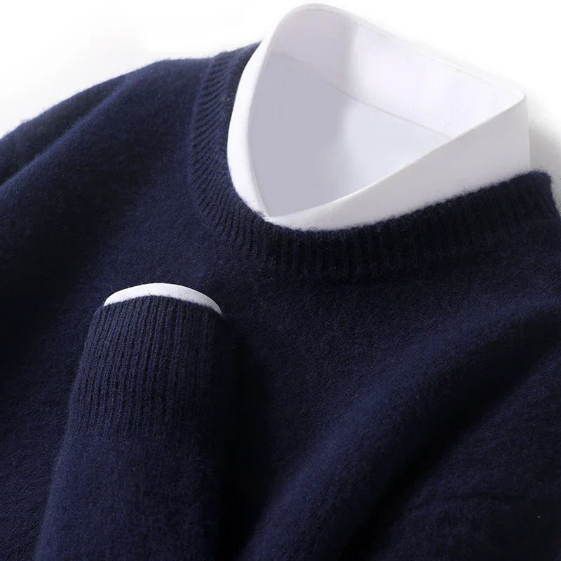Heren crewneck sweater van wol