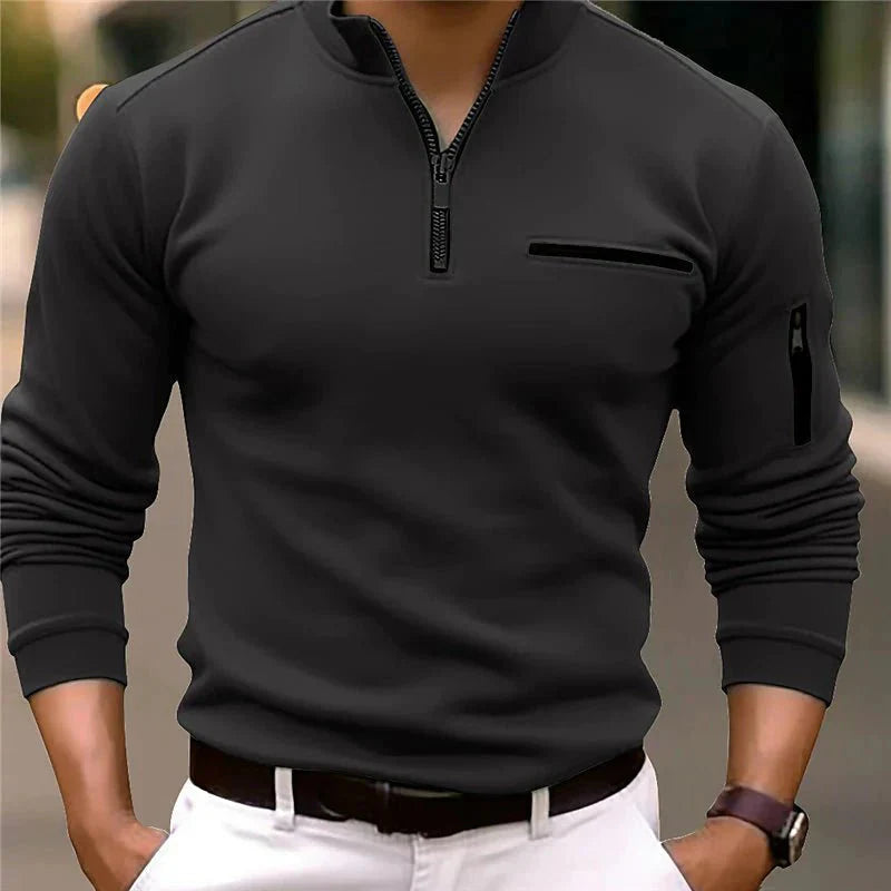 Herenshirt met ritssluiting en borstzak