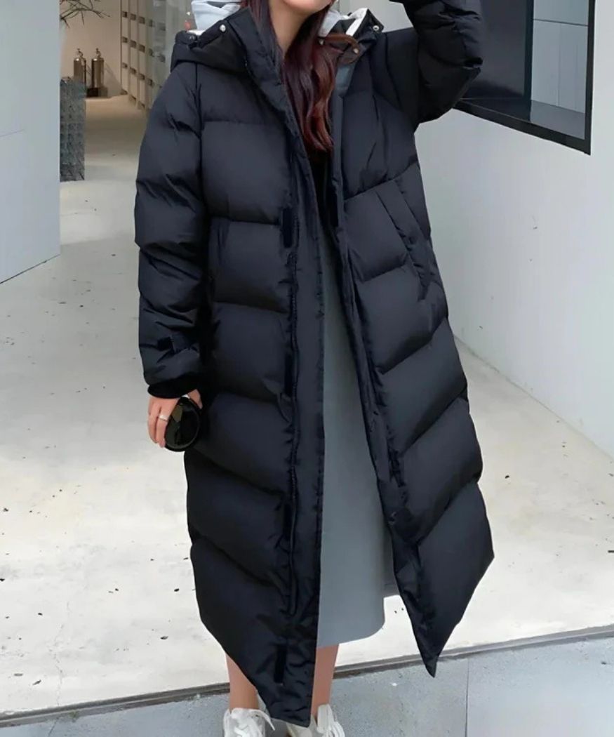 Lange Puffer Jas Dames met Capuchon en Waterafstotende Buitenlaag