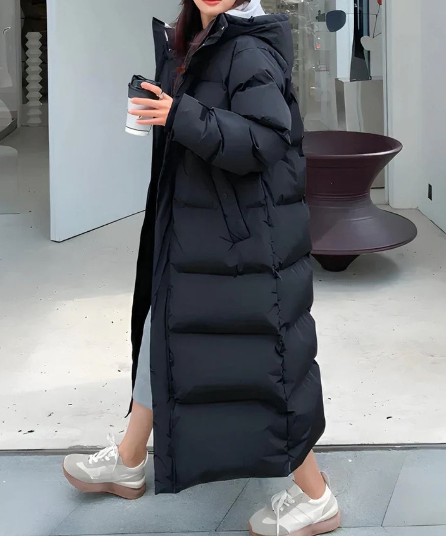 Lange Puffer Jas Dames met Capuchon en Waterafstotende Buitenlaag