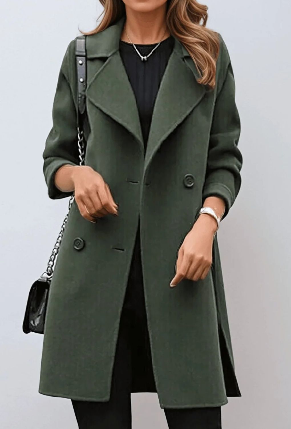 Lange Trenchcoat voor Dames met Knoopsluiting