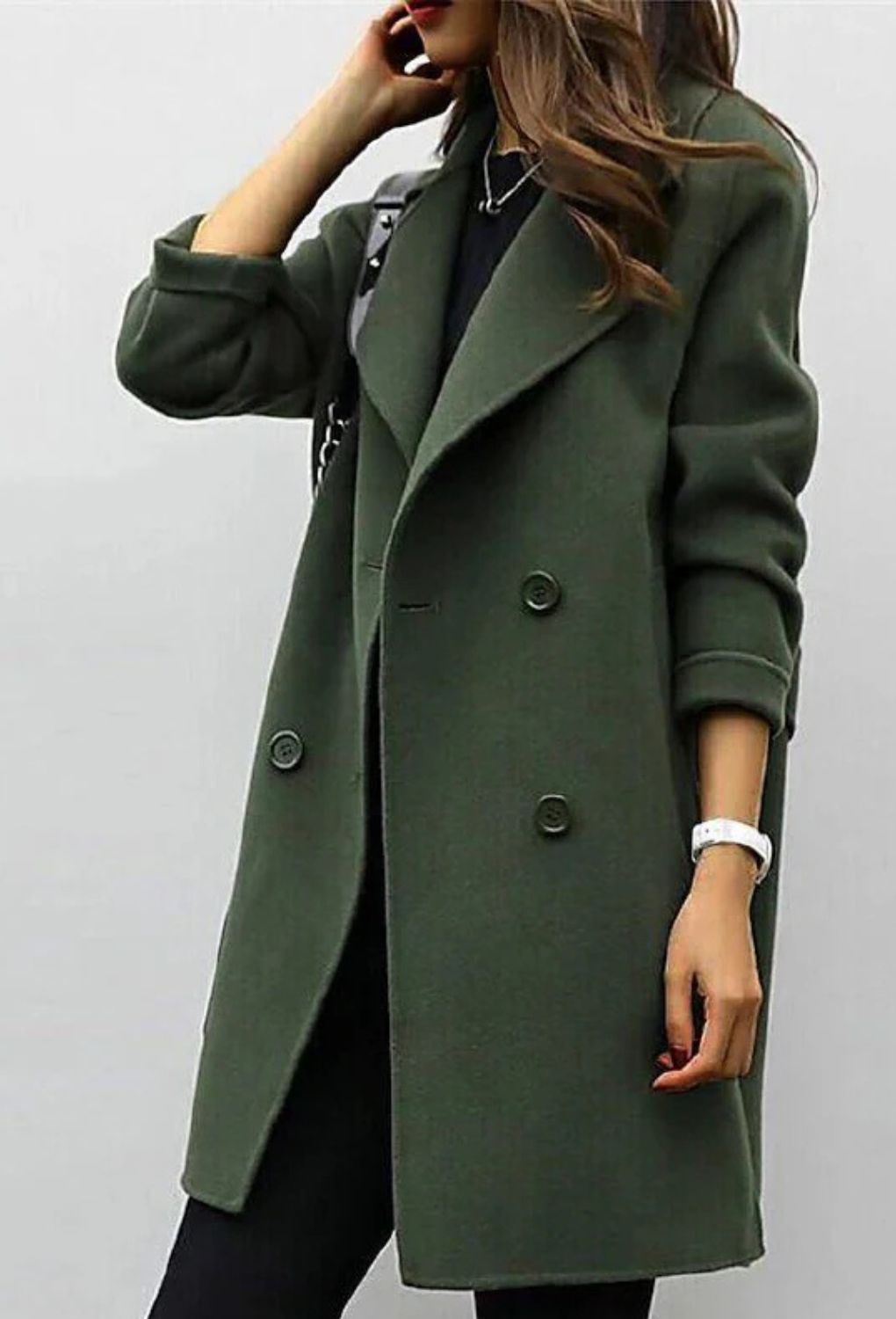 Lange Trenchcoat voor Dames met Knoopsluiting