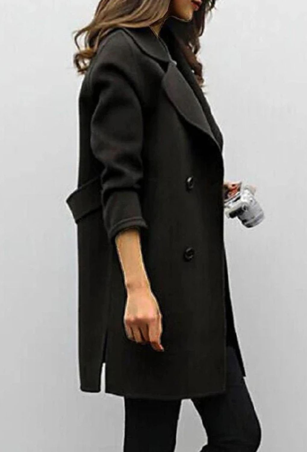 Lange Trenchcoat voor Dames met Knoopsluiting