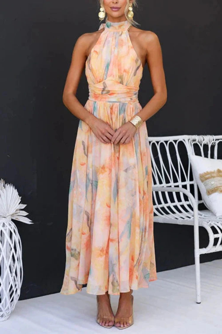 Maxi Feestjurk Dames met Halterhals en Open Rug
