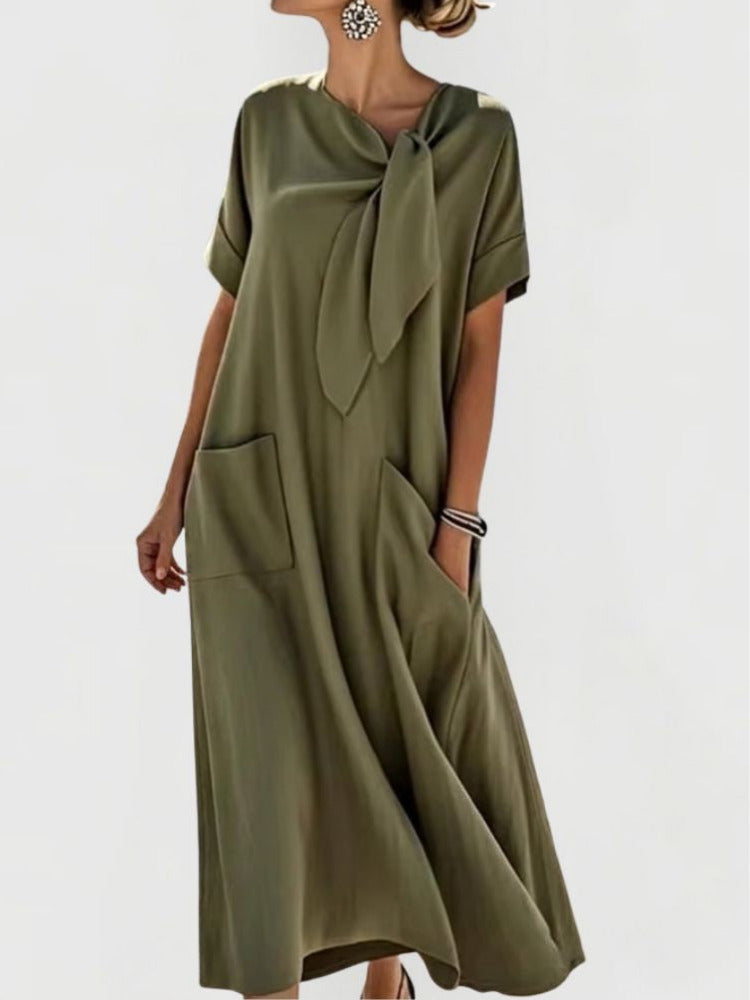 Maxi Zomerjurk met Strikdetail en Zakken