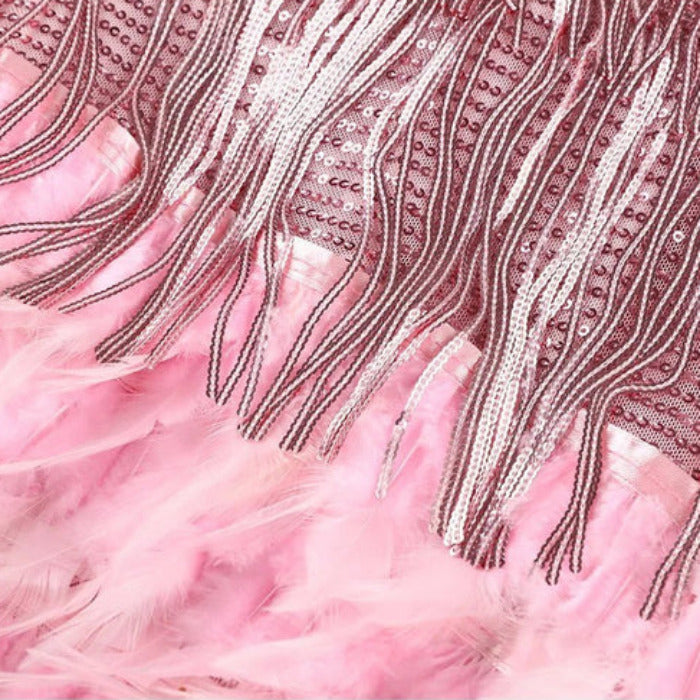 Mini-jurk met Franjes en Veerdetail voor Dames