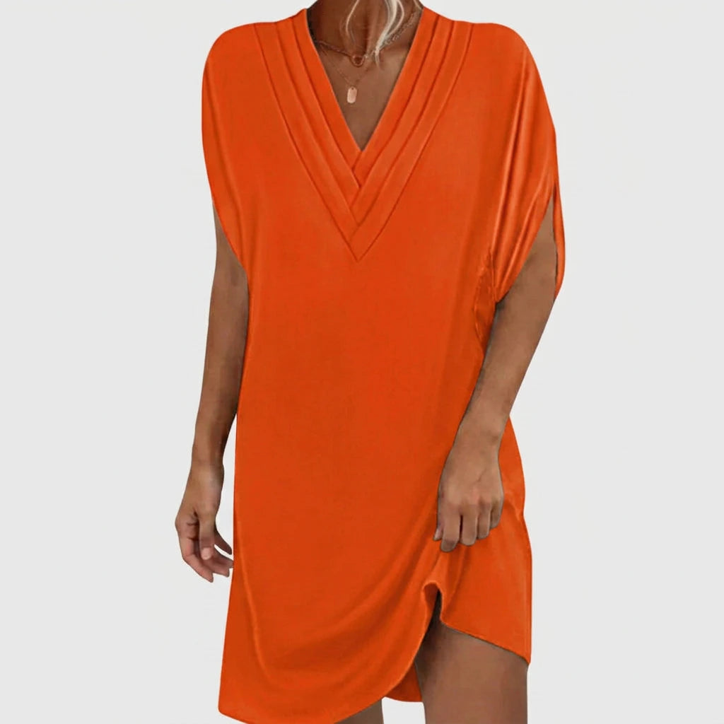 Mini Jurk met V-hals en Halve Mouwen
