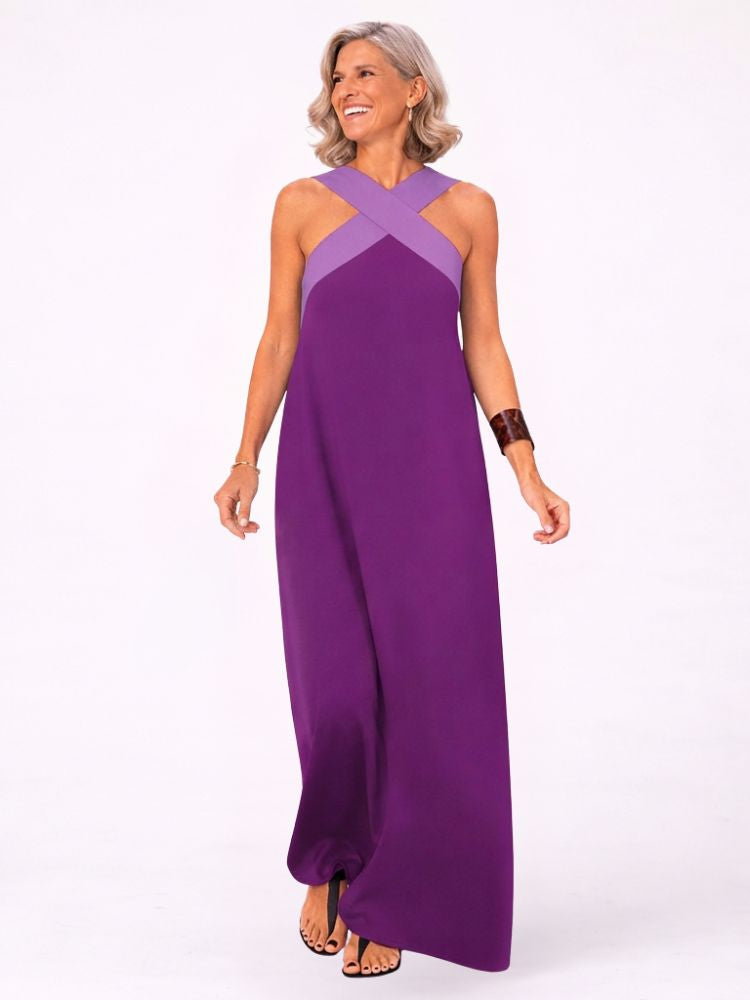 Mouwloze Maxi Zomerjurk met Gekruiste Hals