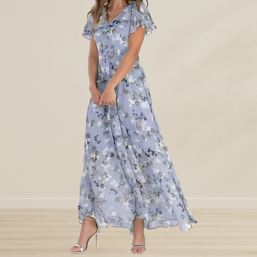 Maxi jurk met hoge taille en bloemenprint