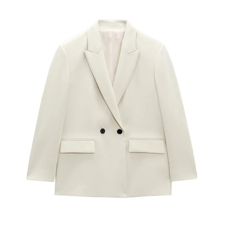 Oversized blazer met dubbele knoopsluiting en klepzakken voor dames