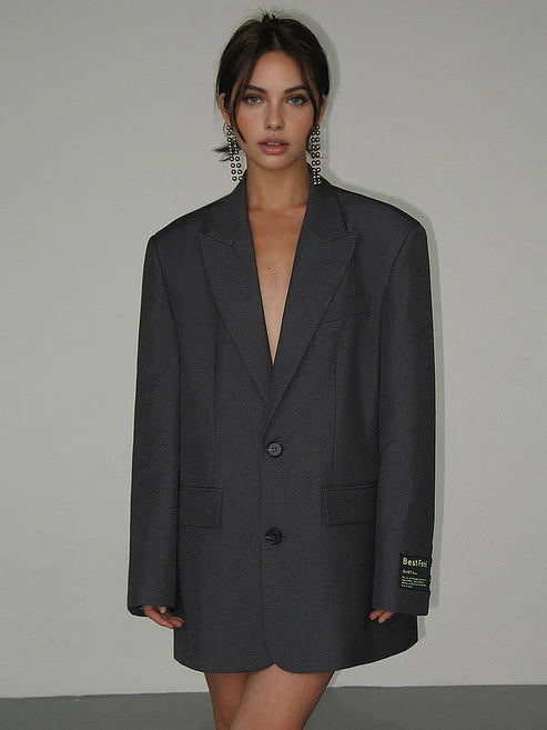 Oversized blazer met reverskraag en knoopsluiting voor dames