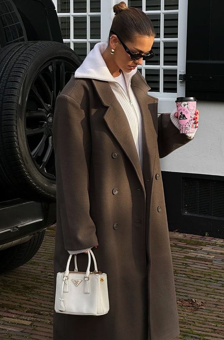 Oversized mantel met dubbele knoopsluiting en lange pasvorm voor dames