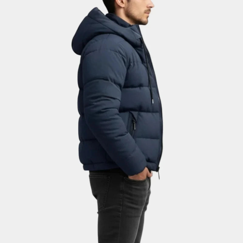 Puffer winterjas met rits en hoge kraag voor heren