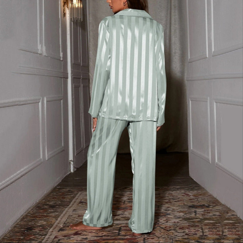 Satijnlook pyjamaset met lange mouwen voor dames