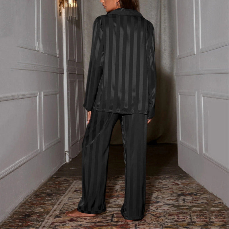 Satijnlook pyjamaset met lange mouwen voor dames