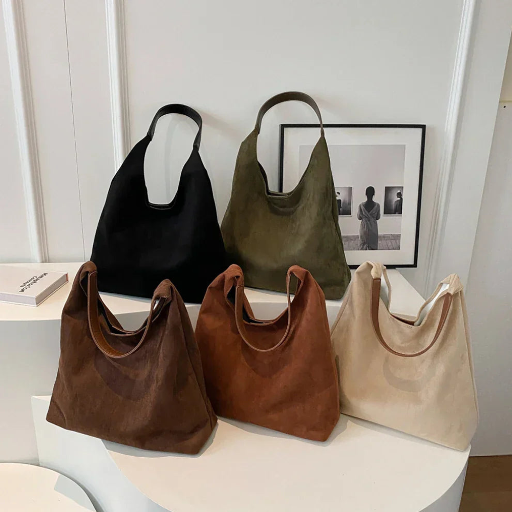 Suède tote bag met ruime binnenkant voor dames