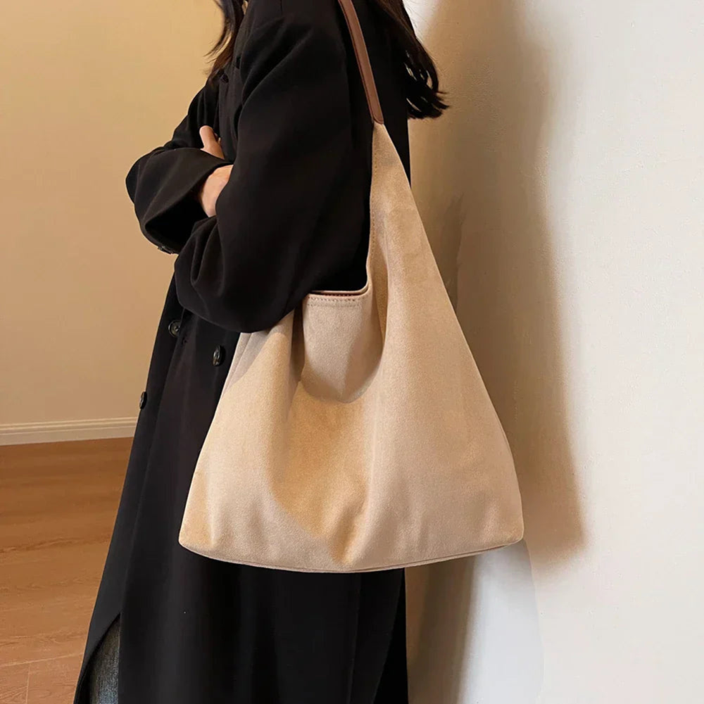Suède tote bag met ruime binnenkant voor dames