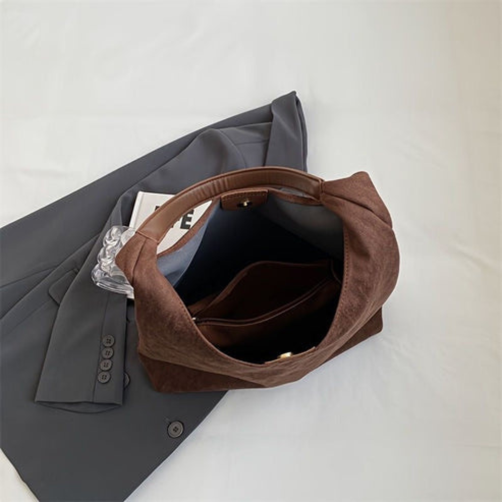 Suède tote bag met ruime binnenkant voor dames