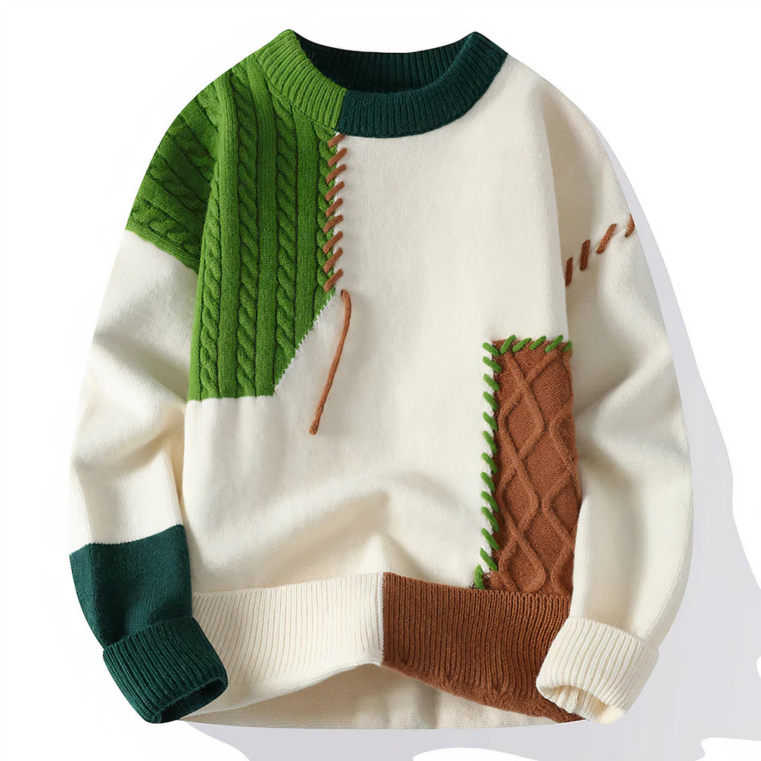 Sweater met patchworkdesign voor heren