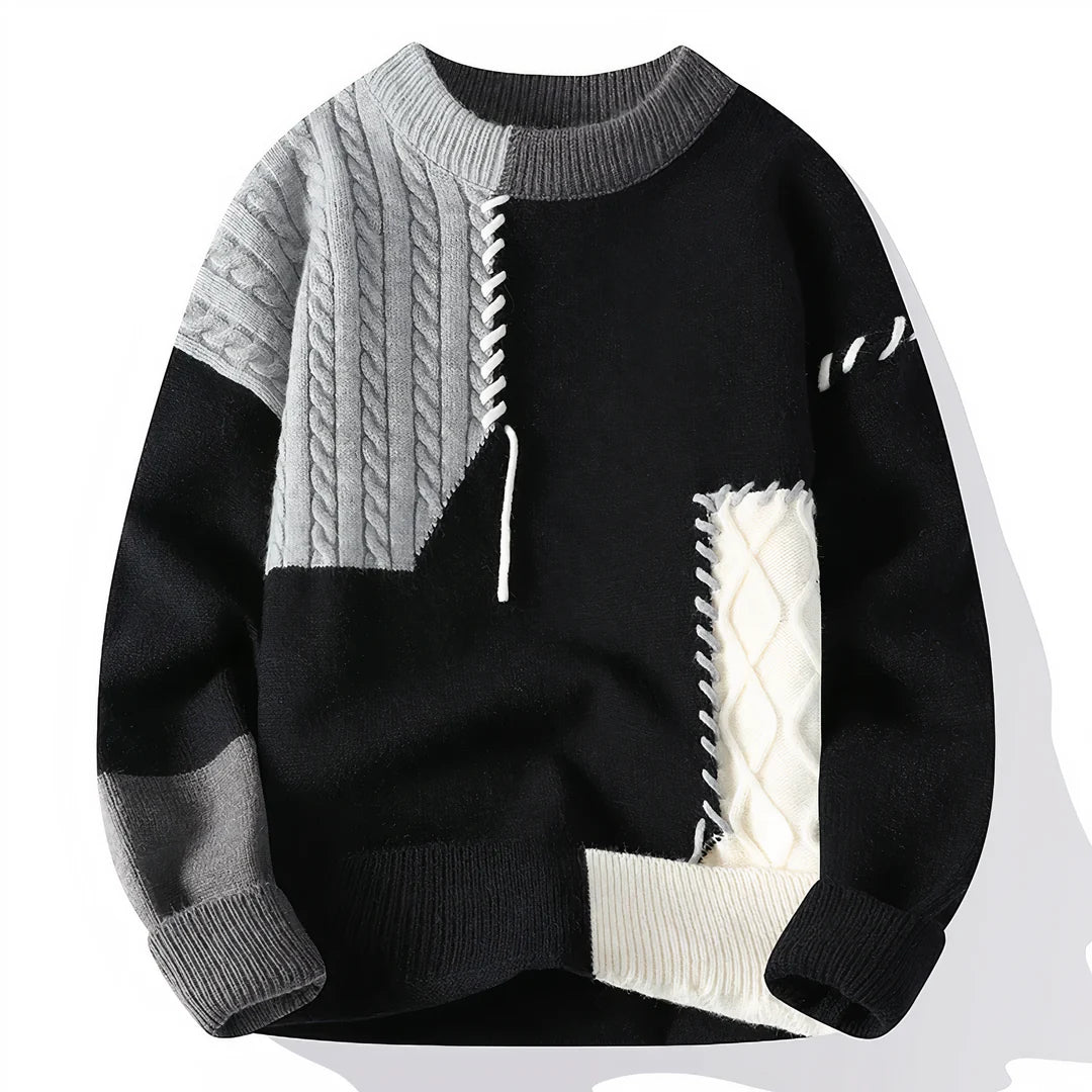 Sweater met patchworkdesign voor heren