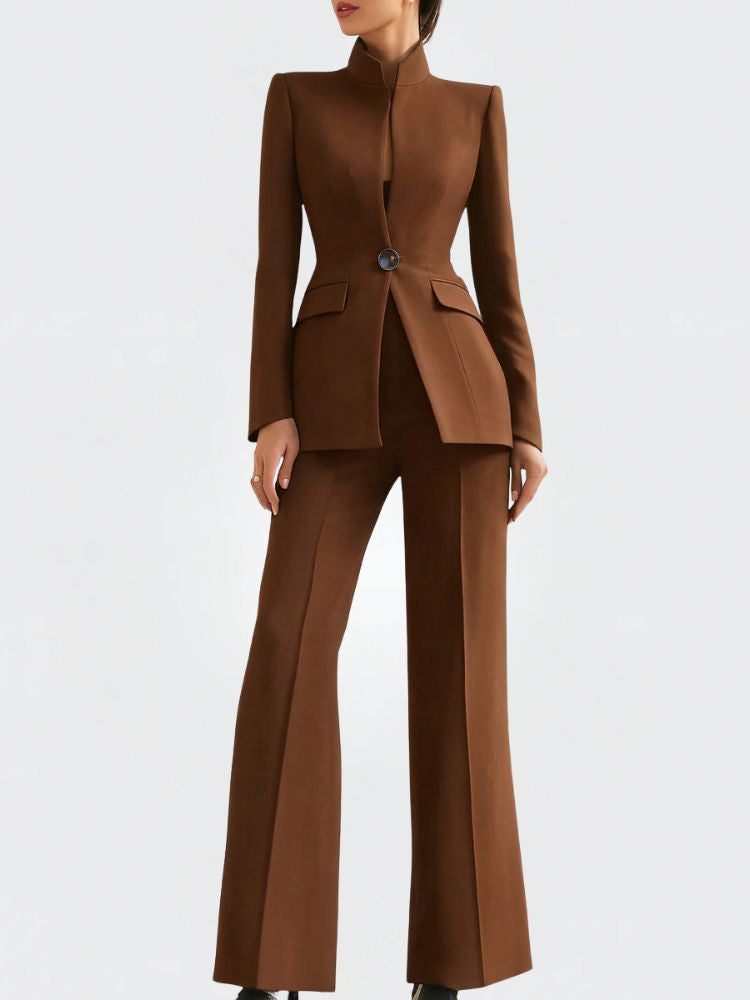 Tweedelige Dames Blazer Set met Pantalon
