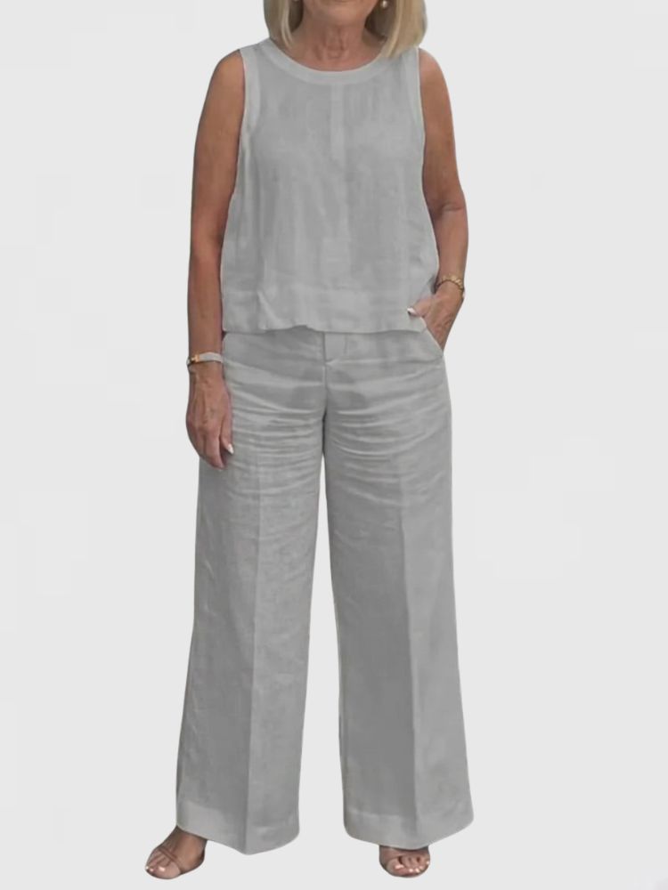 Tweedelige Dames Zomerset met Mouwloze Top en Wijde Broek