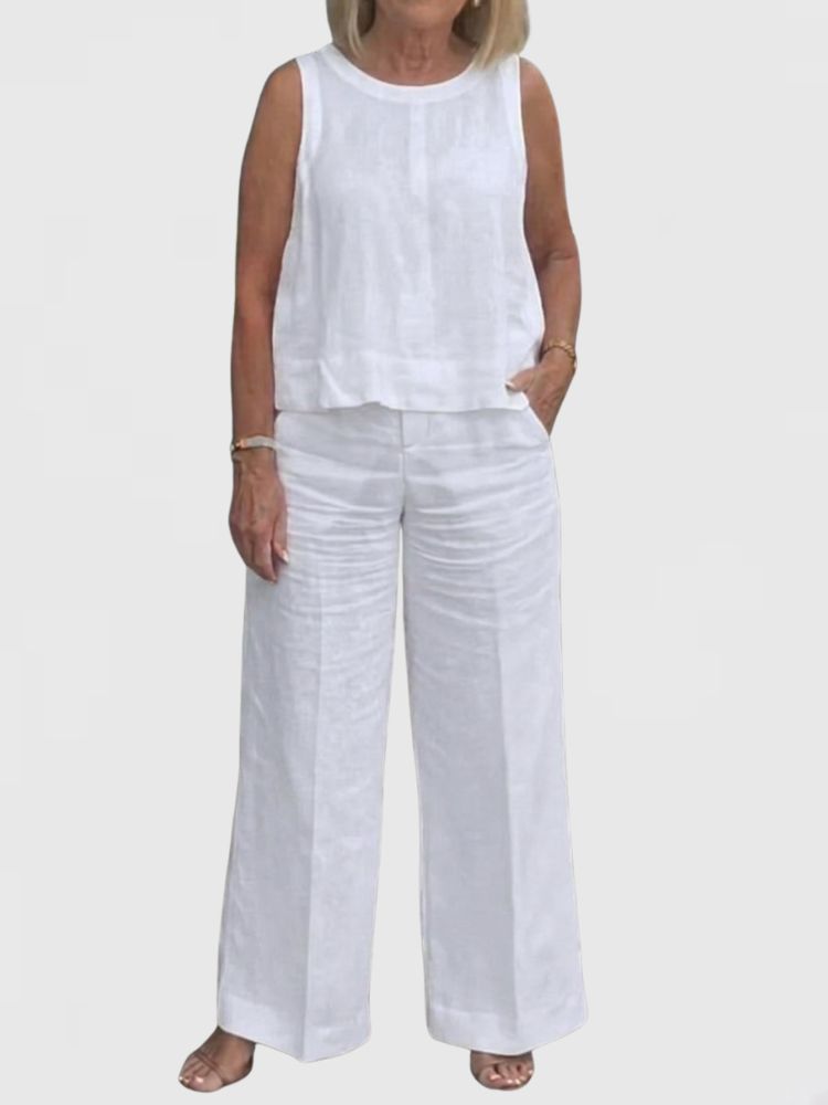 Tweedelige Dames Zomerset met Mouwloze Top en Wijde Broek