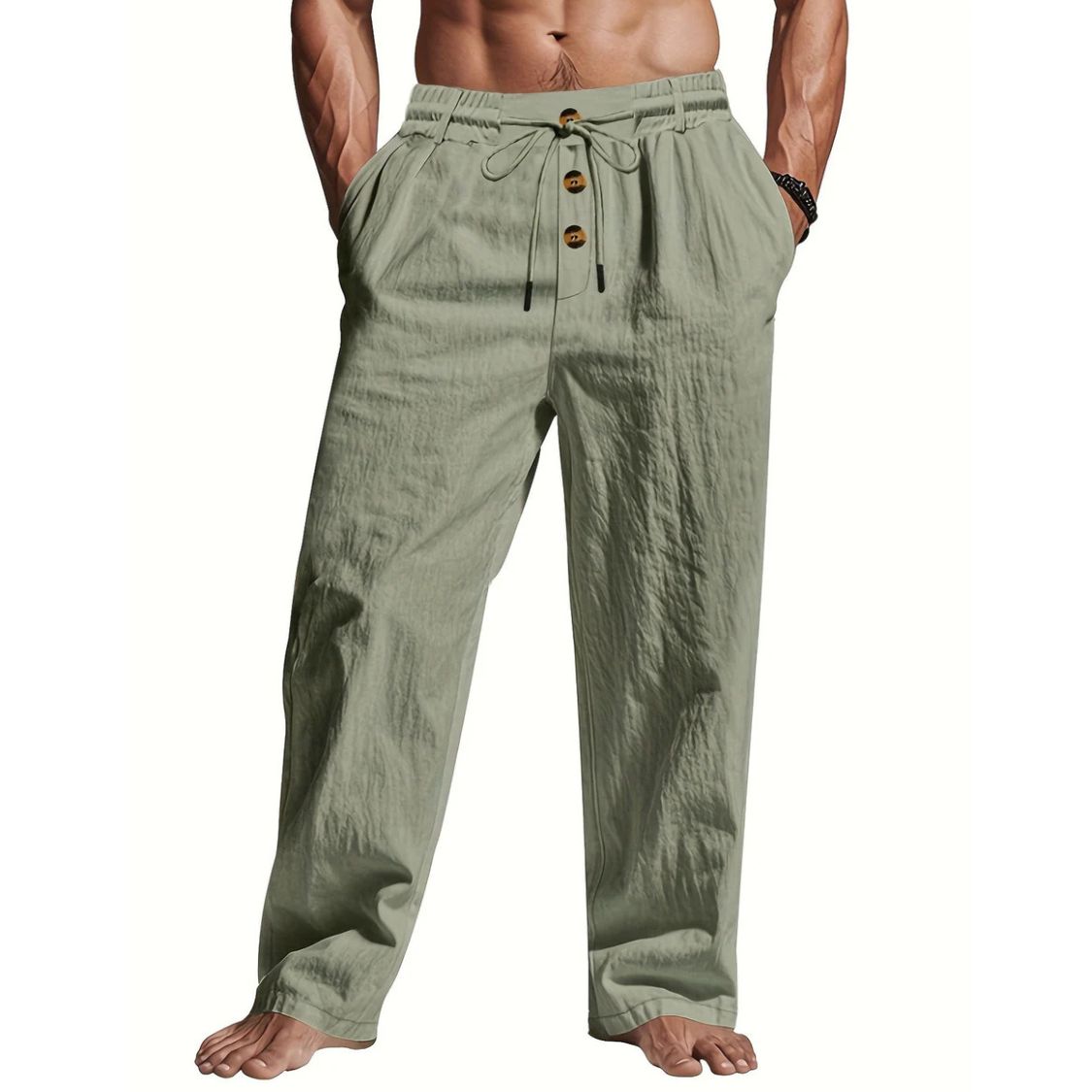 Zomerbroek Heren met Trekkoord en Knoopsluiting