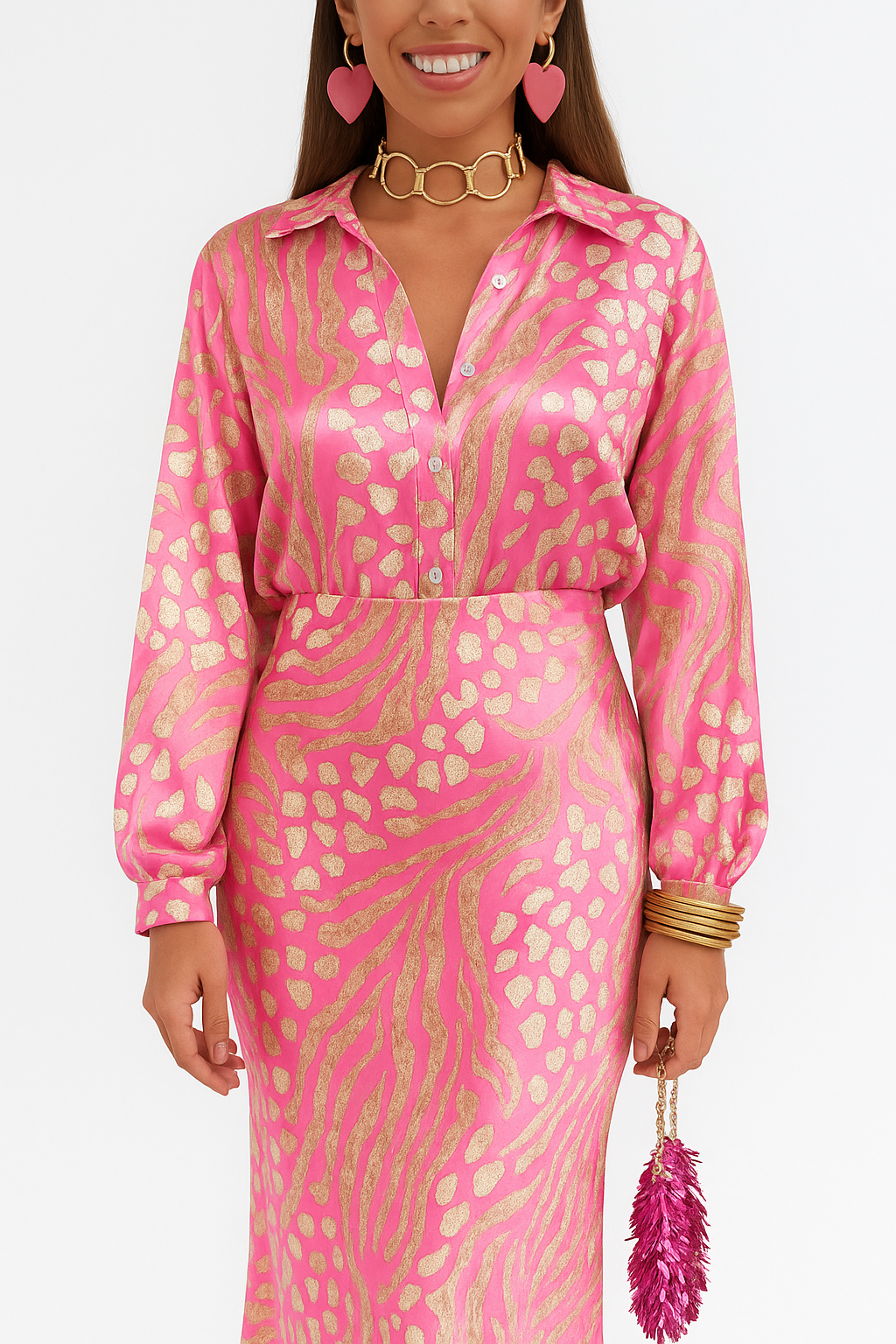 2-delige dames set met bloemenprint – rok en blouse