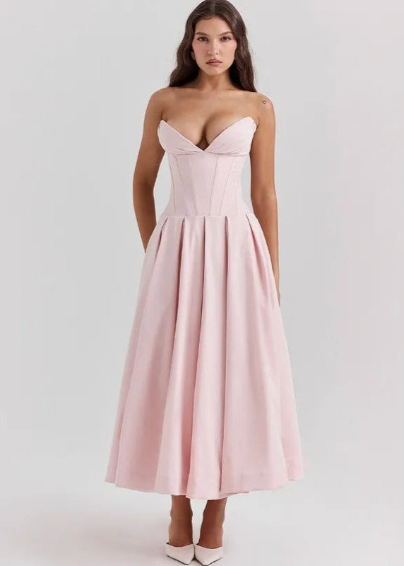 Isabella Strapless Jurk – Zwarte A-lijn jurk zonder bandjes