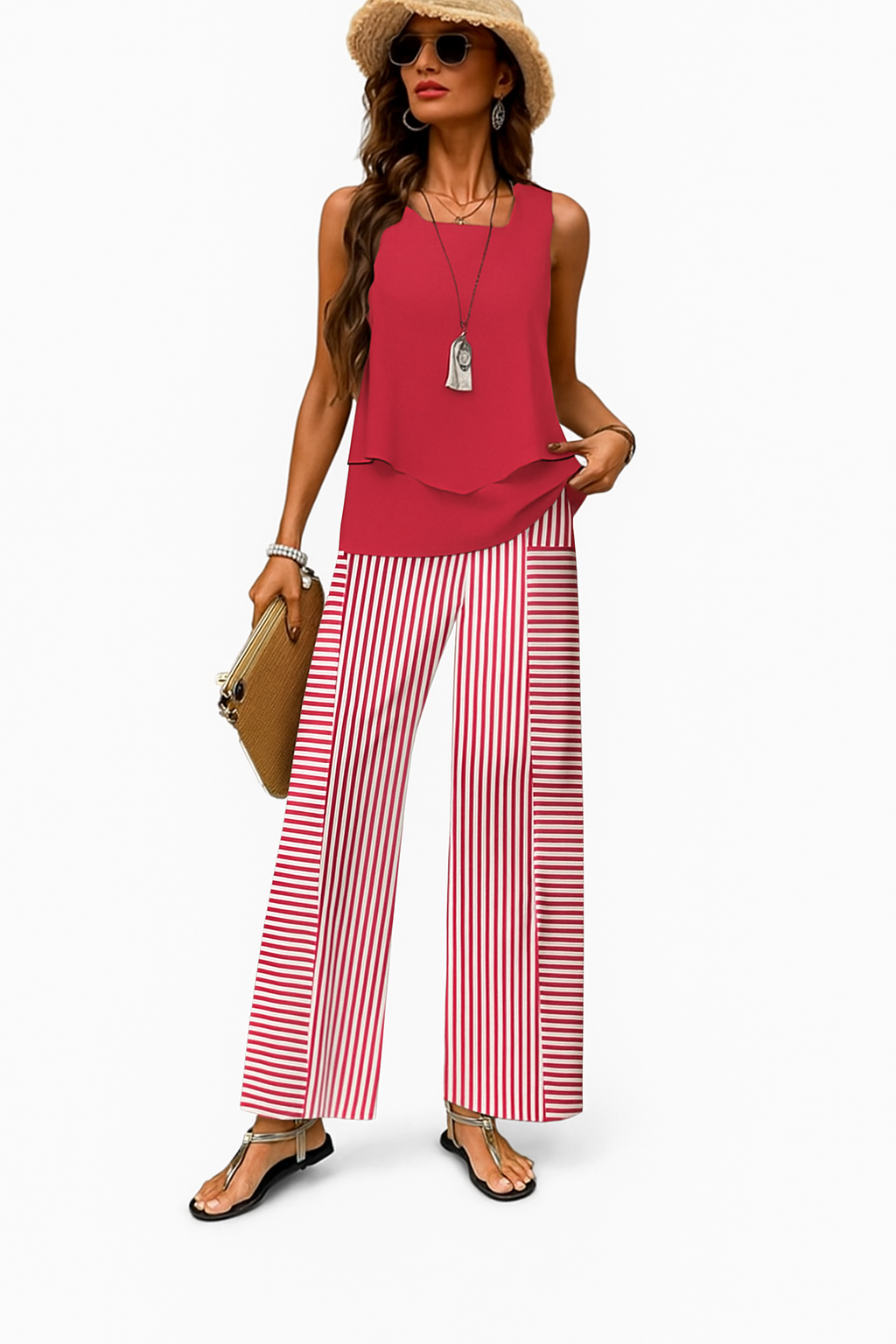 Luchtige 2-delige zomerset dames met wijde broek & top