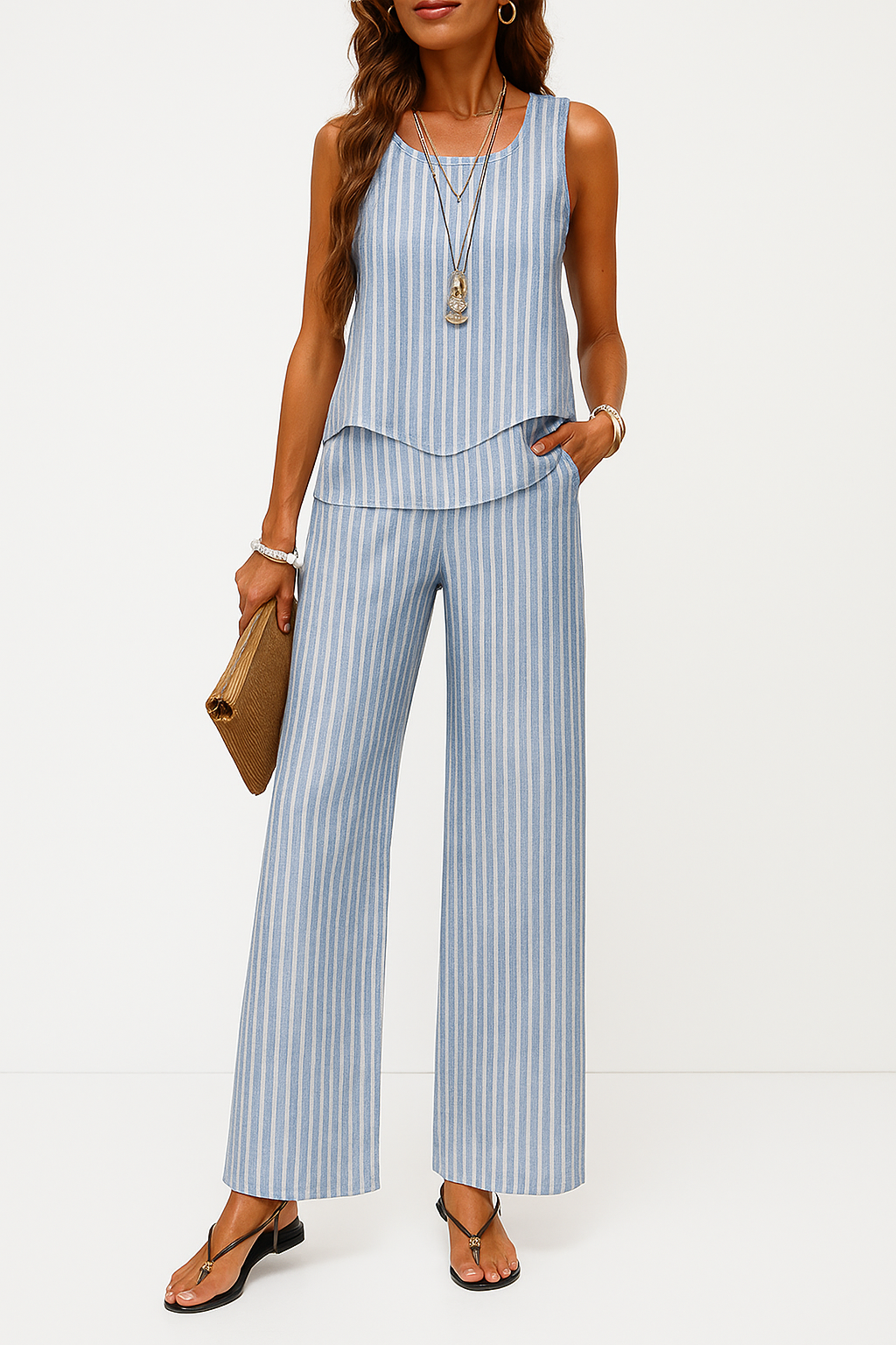 Luchtige 2-delige zomerset dames met wijde broek & top