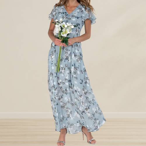 Maxi jurk met hoge taille en bloemenprint