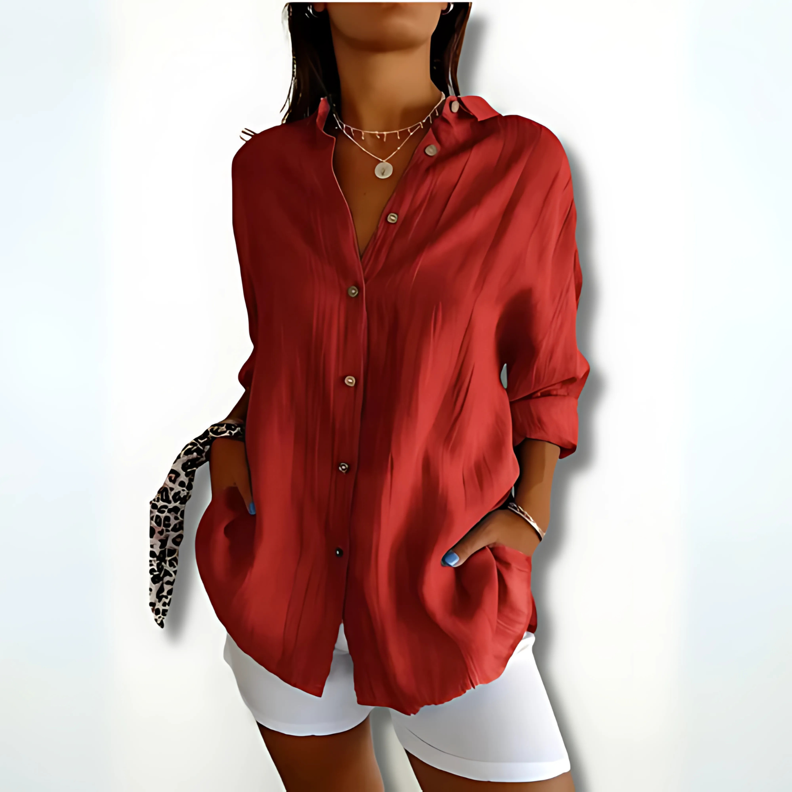 Damesblouse met kraag en knoopsluiting – luchtig model