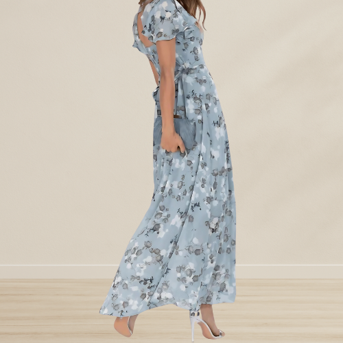 Maxi jurk met hoge taille en bloemenprint