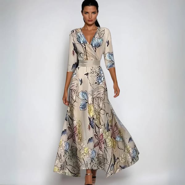 Lorena Bloemenjurk – Elegant met V-Hals & Tailleband