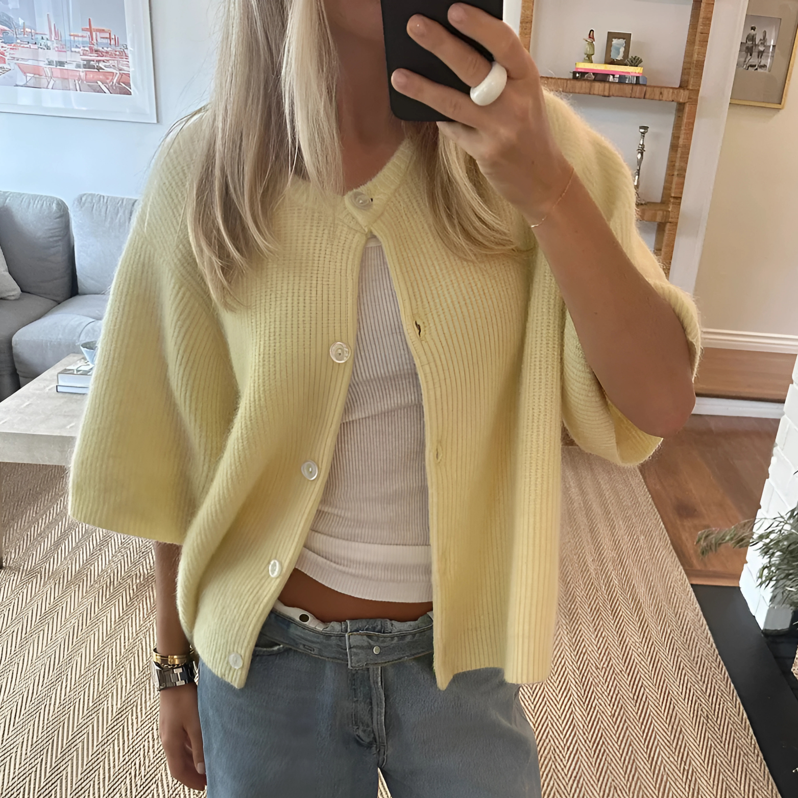 Damesvest met korte mouwen en knoopsluiting