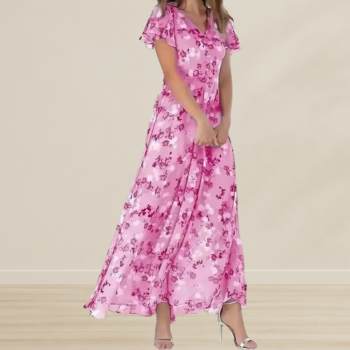 Maxi jurk met hoge taille en bloemenprint