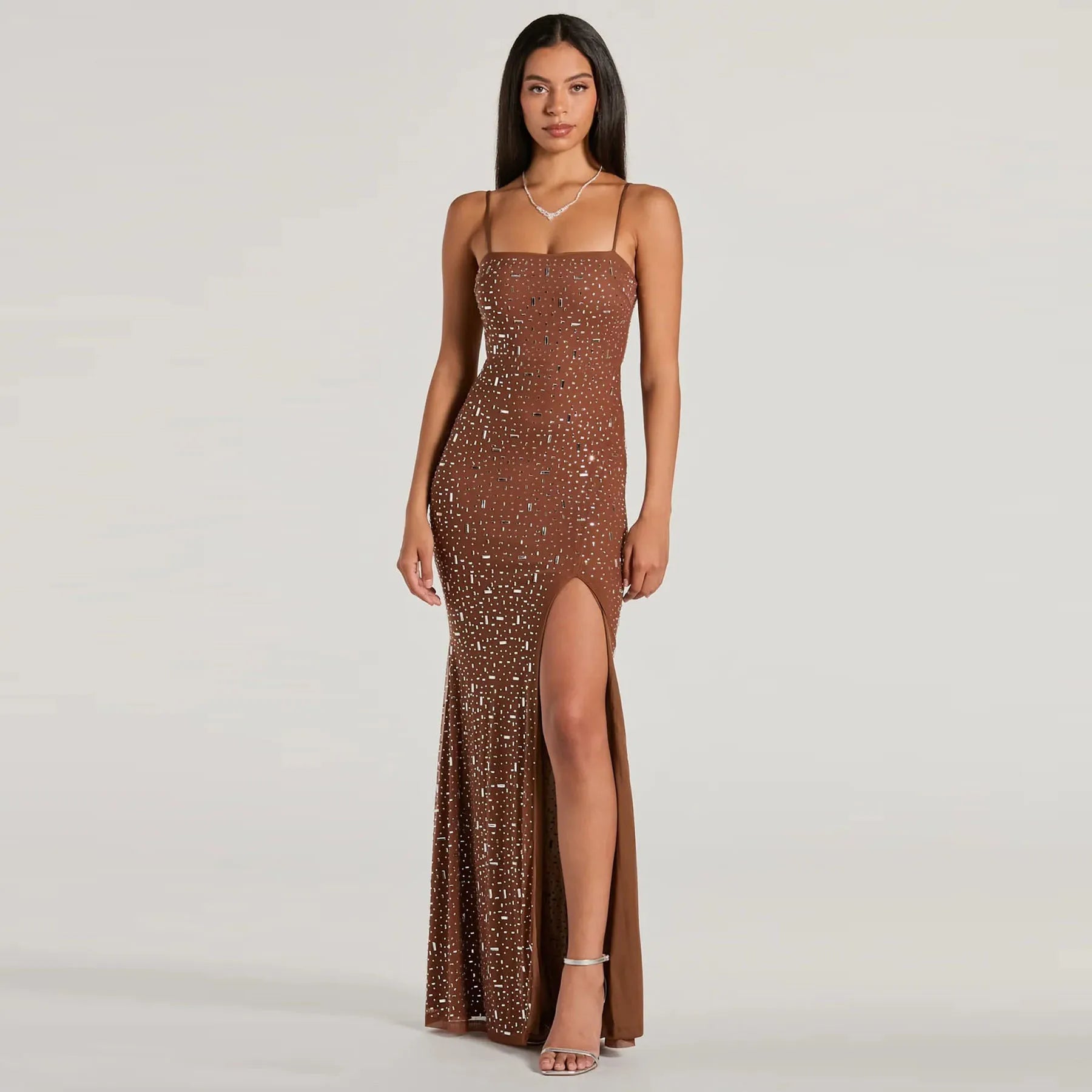 Luna Glitterjurk – Maxi met glinsterende details en split