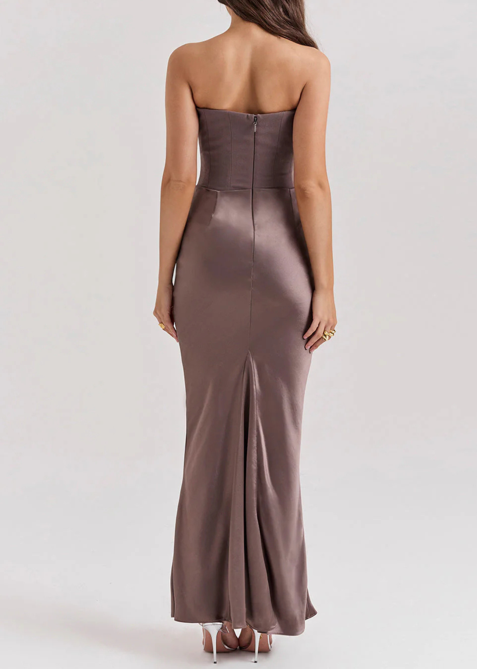 Dames strapless jurk met corsetdetail