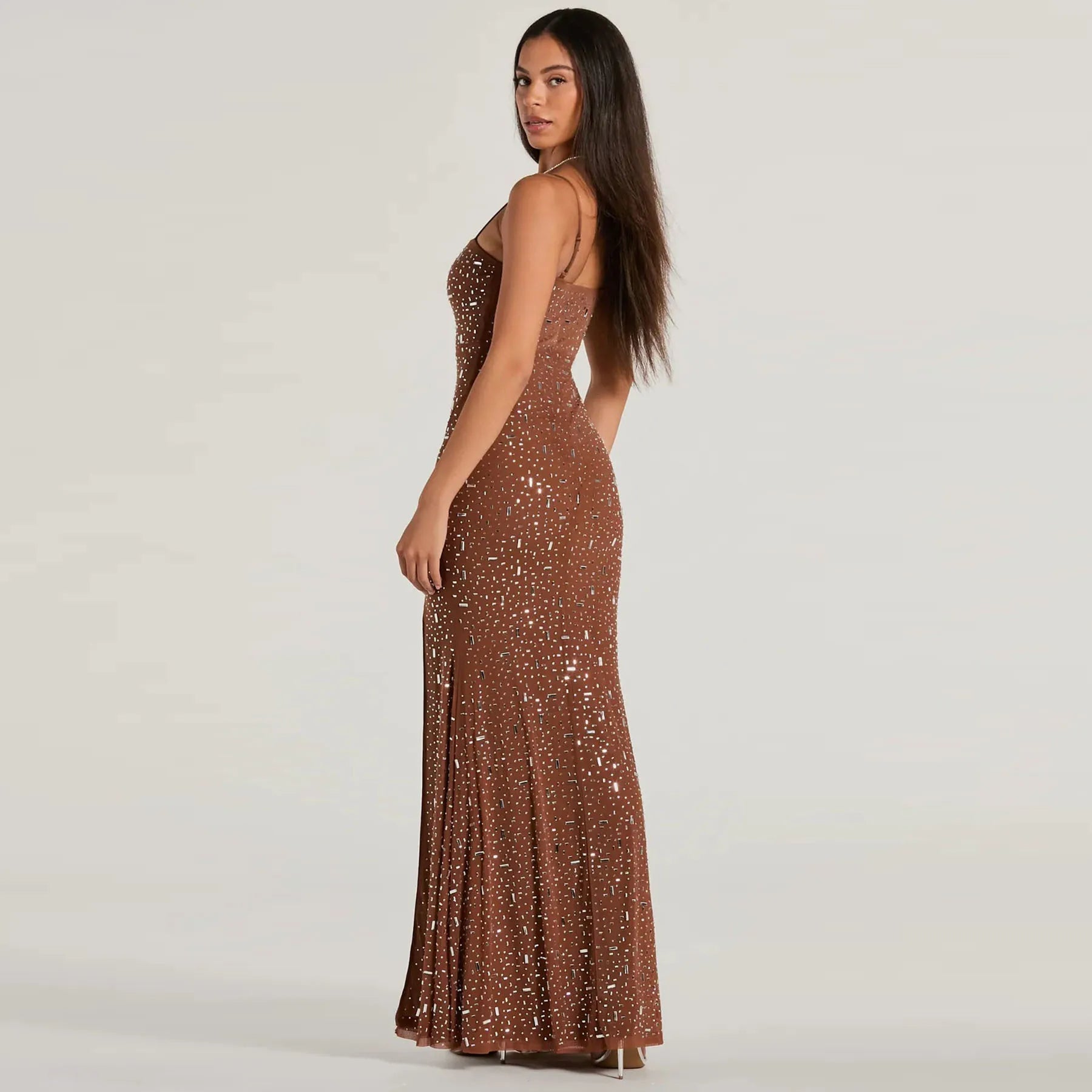 Luna Glitterjurk – Maxi met glinsterende details en split