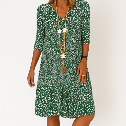 Midi zomerjurk met bloemenprint en V-Hals
