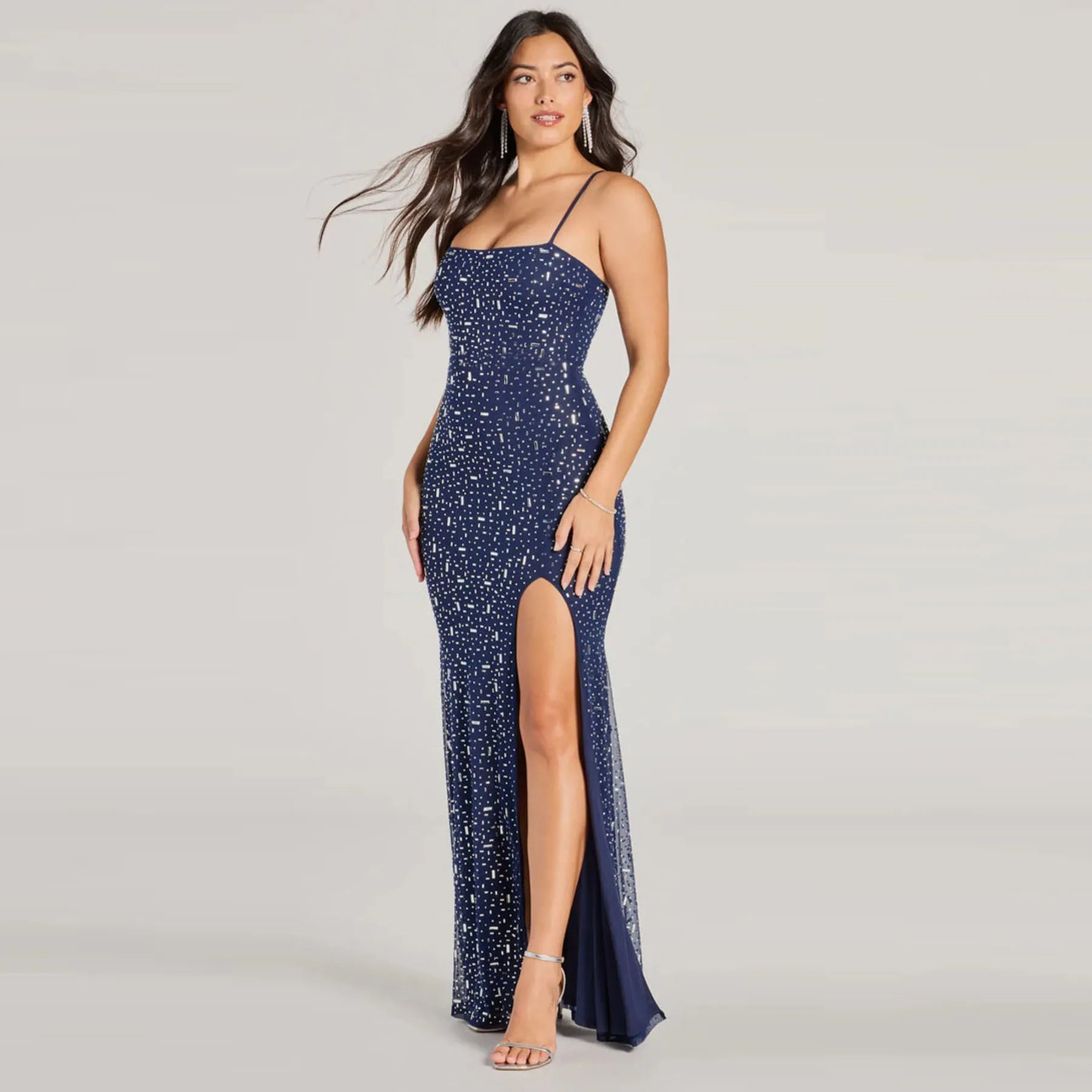 Luna Glitterjurk – Maxi met glinsterende details en split