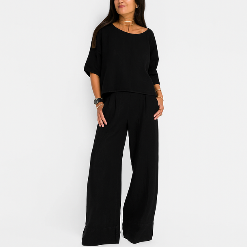 Dames 2-delige set met t-shirt & wijde broek
