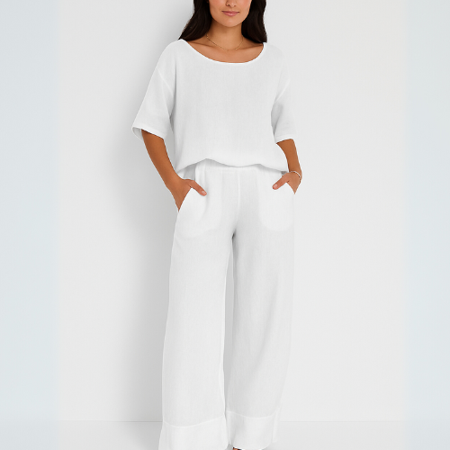 Dames 2-delige set met t-shirt & wijde broek