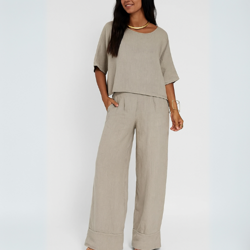 Dames 2-delige set met t-shirt & wijde broek