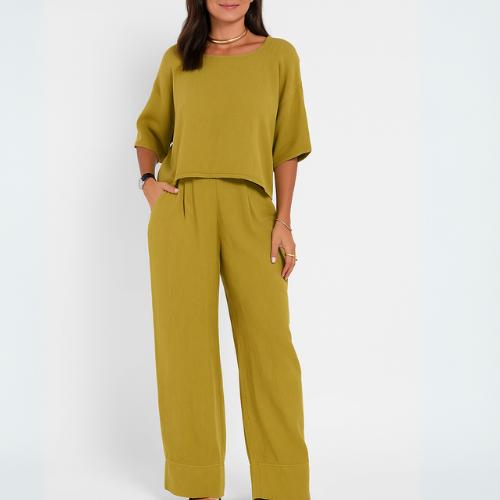 Dames 2-delige set met t-shirt & wijde broek